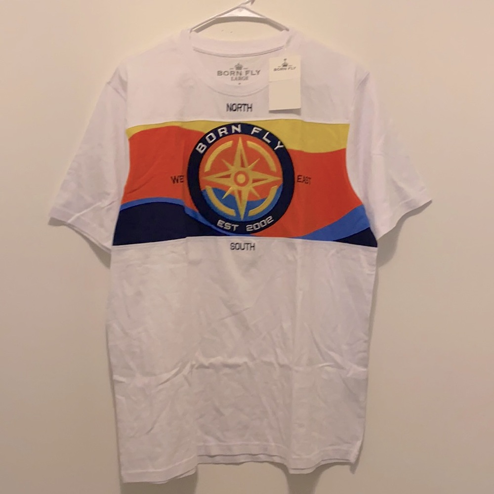 White orange blue and yellow born fly T-shirt